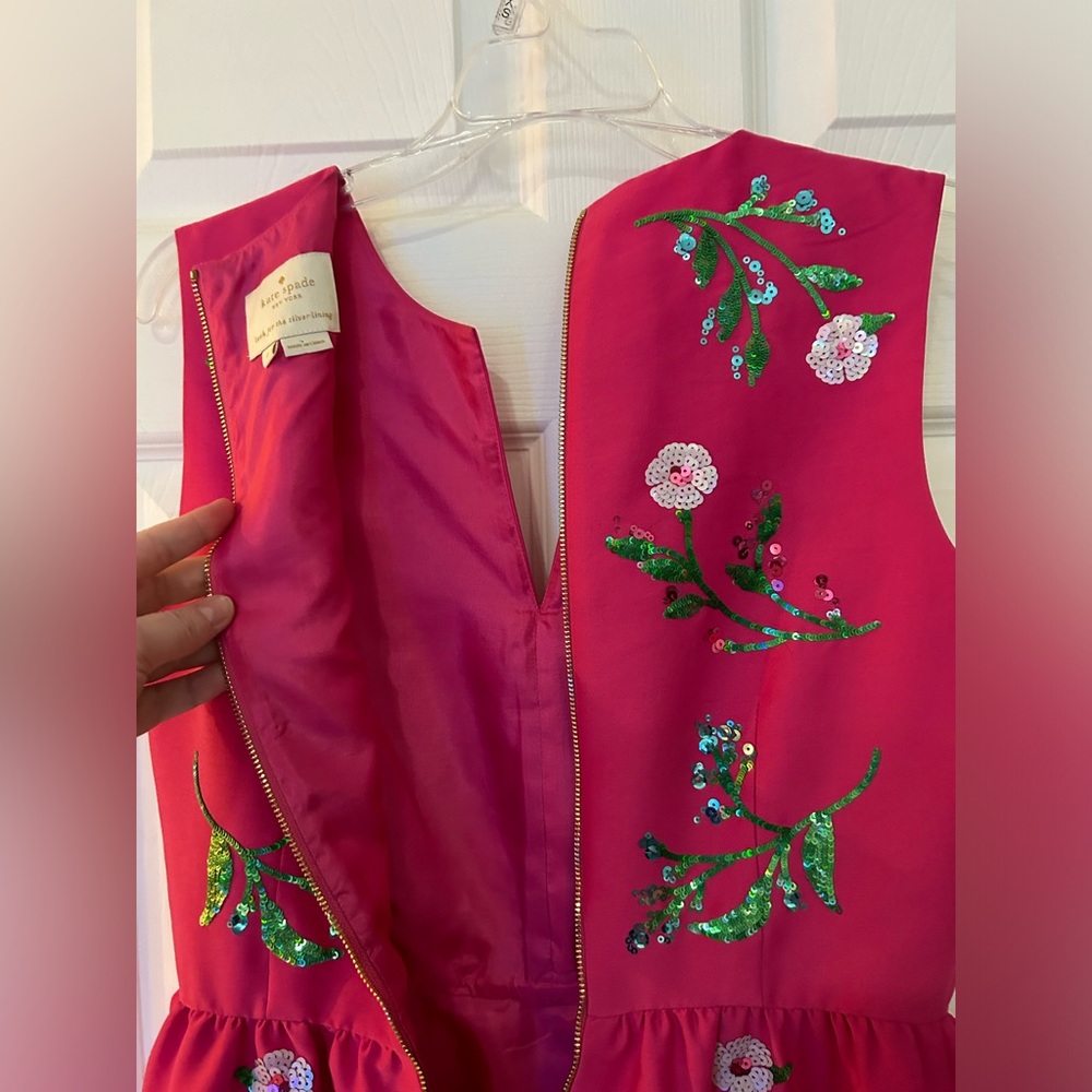 EUC Kate Spade Pink Embellished Floral Dress Size 2 - Picture 5 of 11